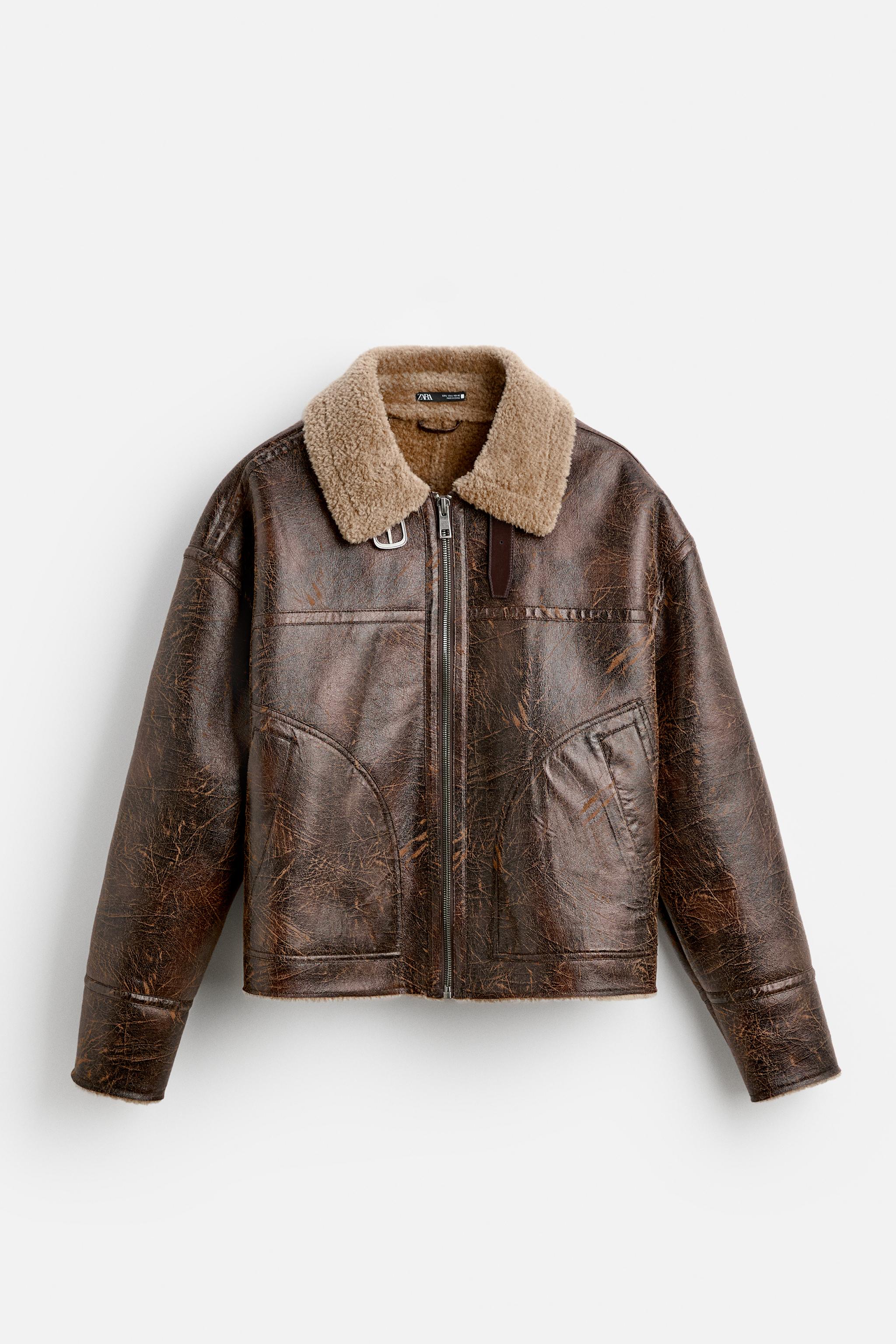 フェイクレザー ジャケット - ブラウン | ZARA Japan / 日本