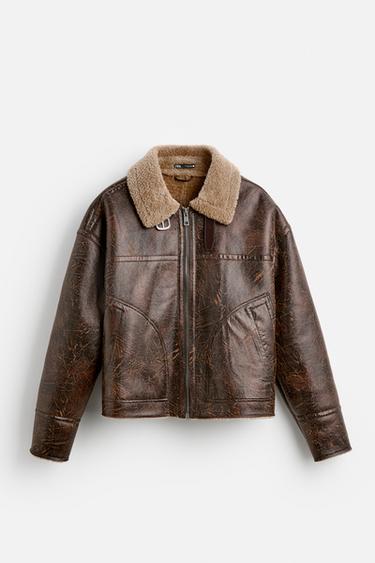 CAZADORA EFECTO PIEL DOBLE FAZ - Marrón de Zara