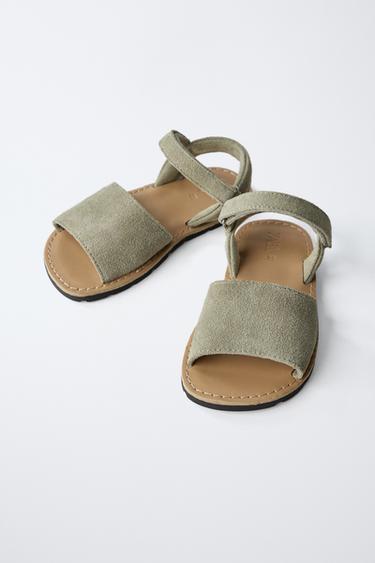 SANDALES EN CUIR - Vert kaki de Zara - Image 2
