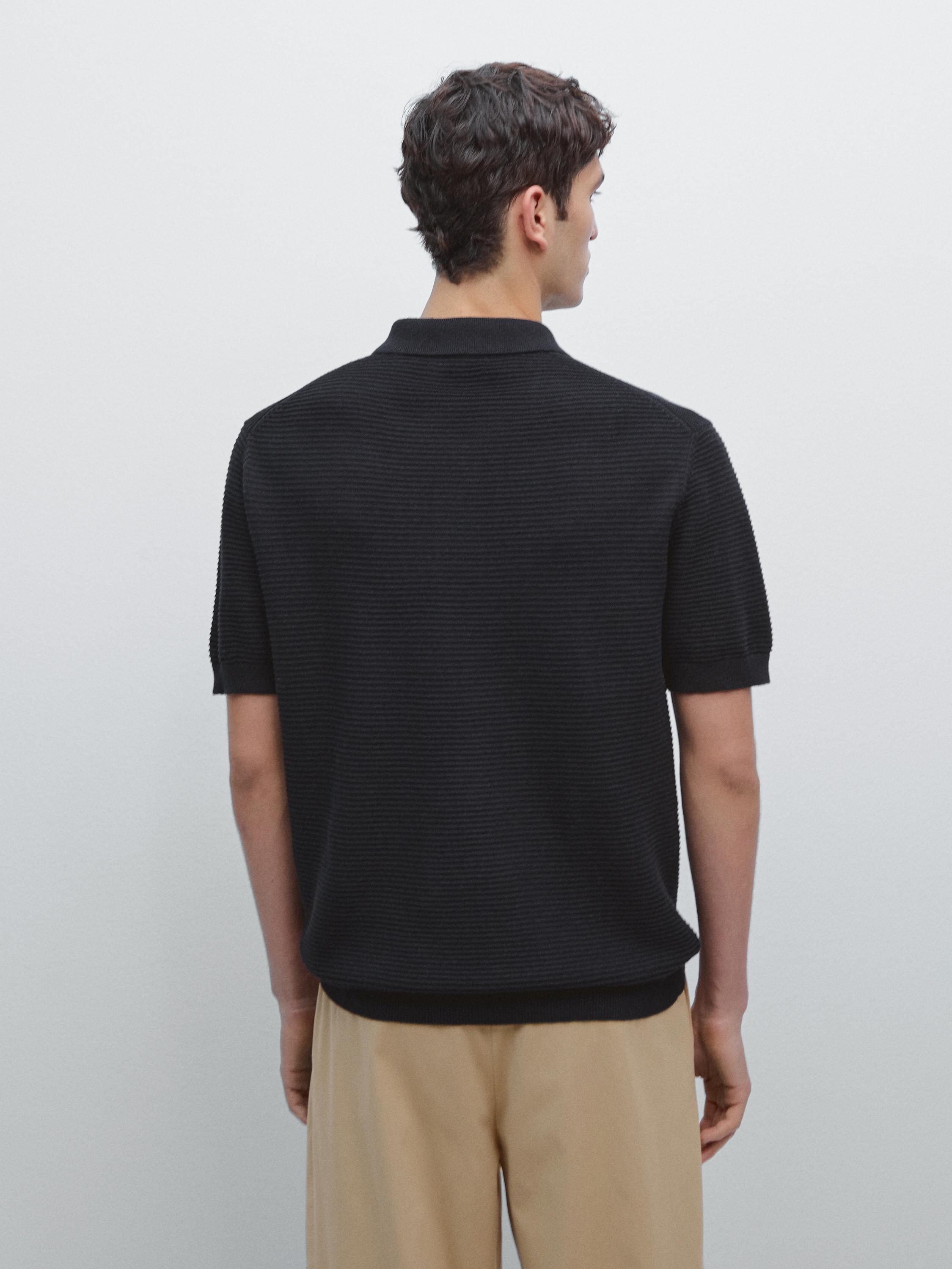 Polo à manches courtes en maille de lin et coton
