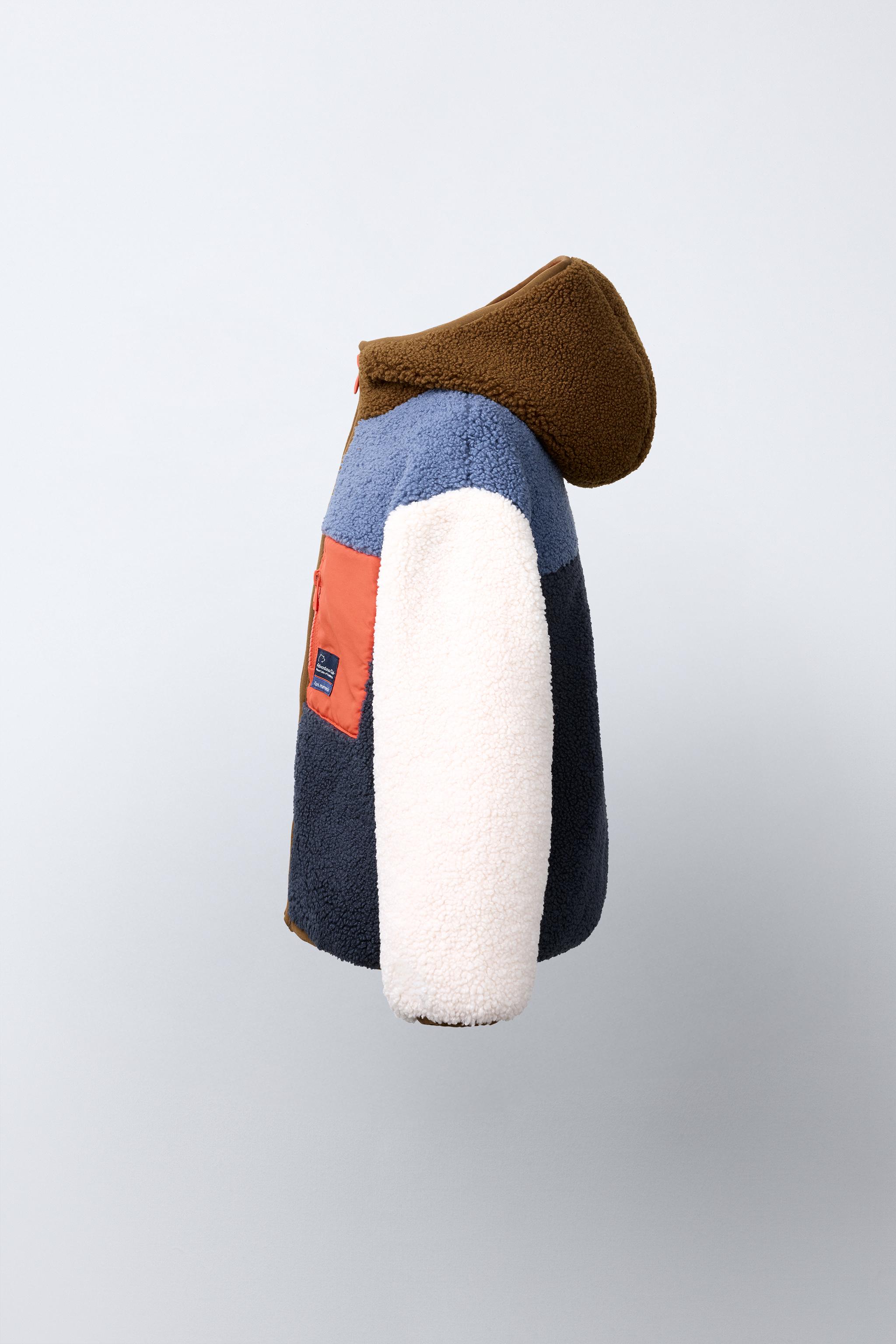 BLOUSON EFFET MOUTON COULEUR BLOCK