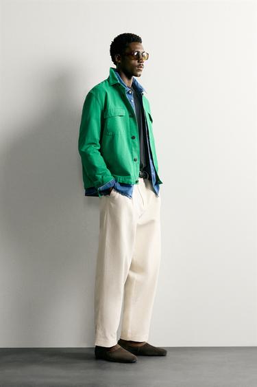 SURCHEMISE REGULAR FIT EN COTON ET LIN - Vert de Zara - Image 3