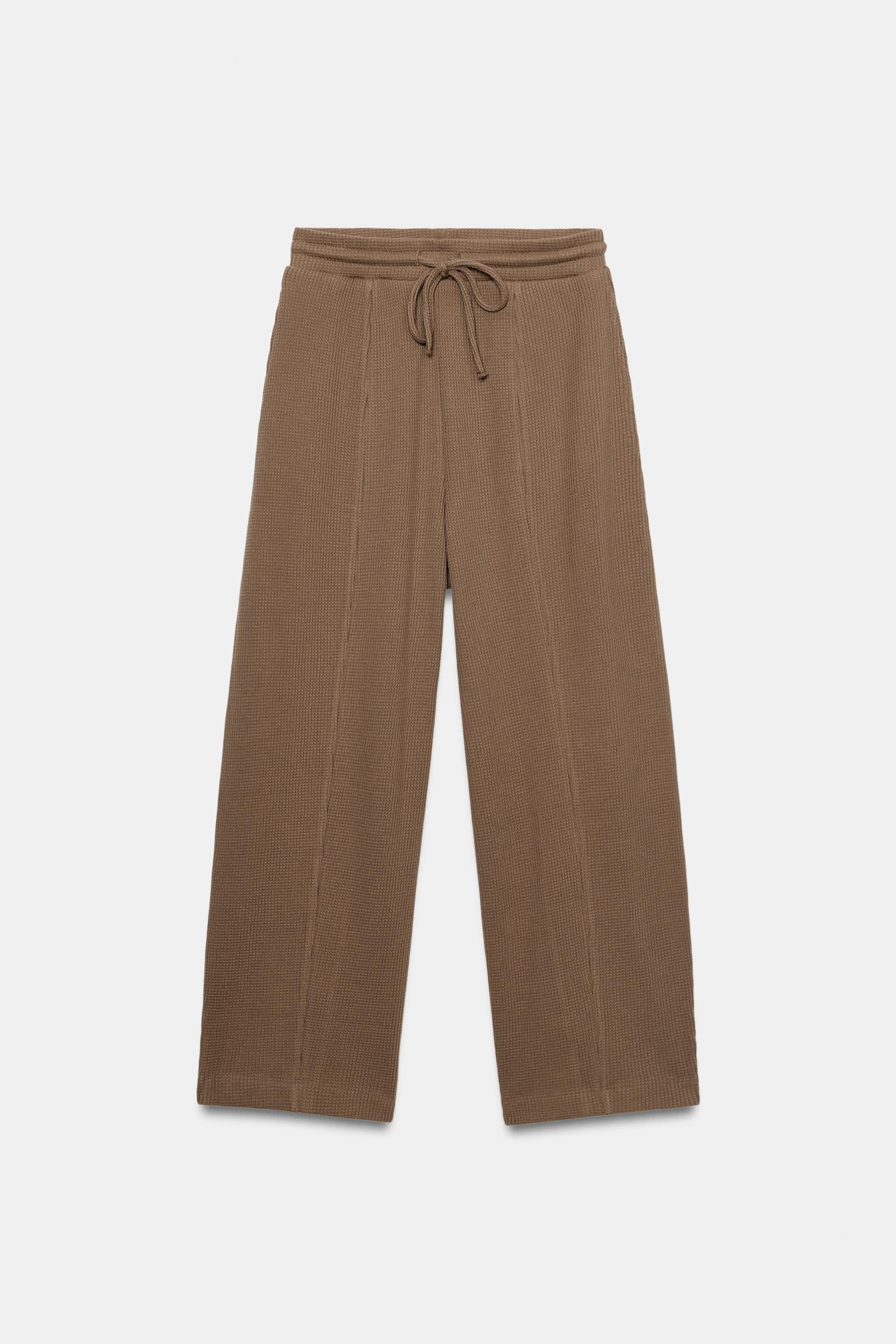 Zara Geniş Paça Gofre Kumaş Pantolon görsel 5