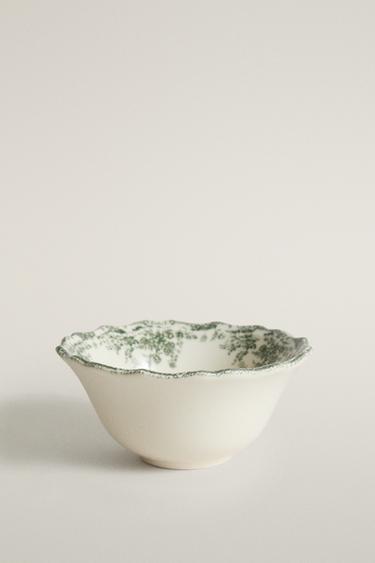 TIGELA DE APERITIVO CERÂMICA COM ESTAMPADO FLORAL - Verde-oliva-escuro da Zara