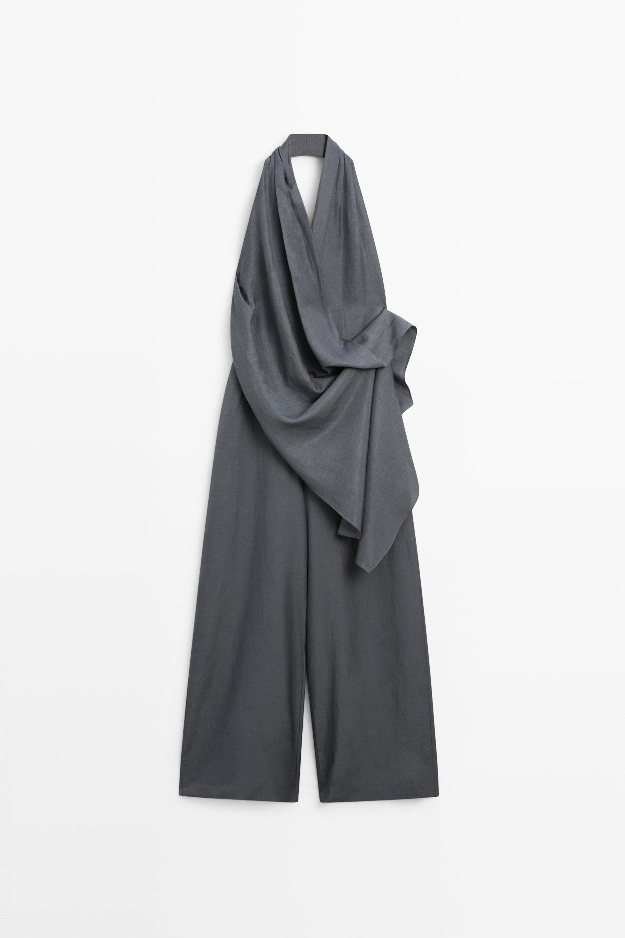 Asymmetric draped jumpsuit
