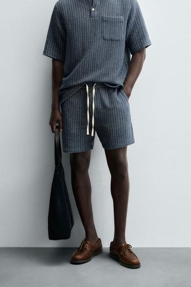 BERMUDA STRUCTURE JACQUARD - Indigo de Zara - Image 1