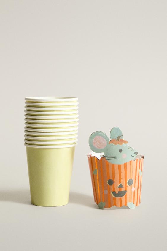 KIDS' HALLOWEEN PUMPKIN PAPER GLASS AND SLEEVE SET (SET OF 12) - Multicoloured by Zara - Image 0