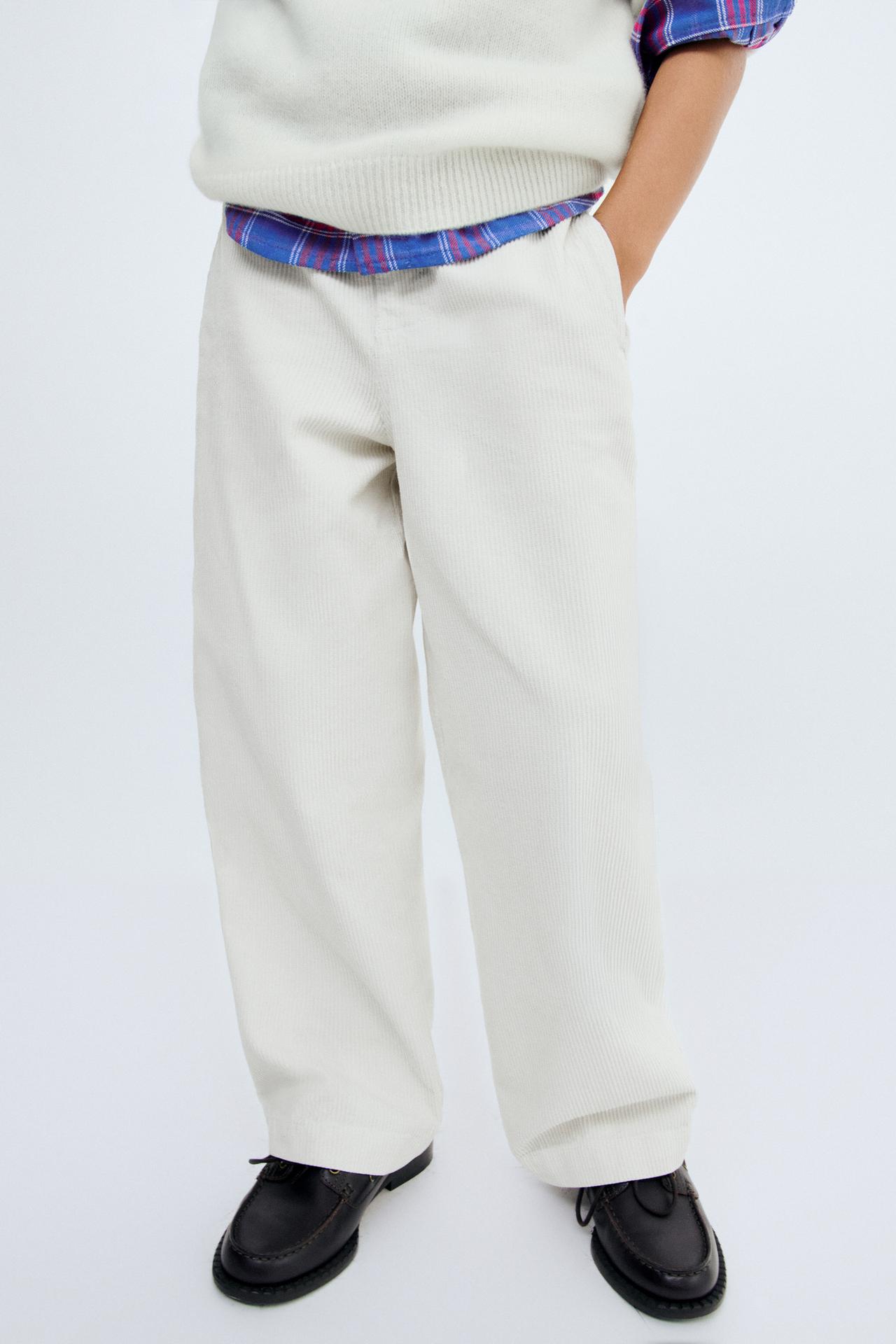 STORIESZ - RELAXED CORDUROY PANTS WITH CUFFED HEM — Ecru