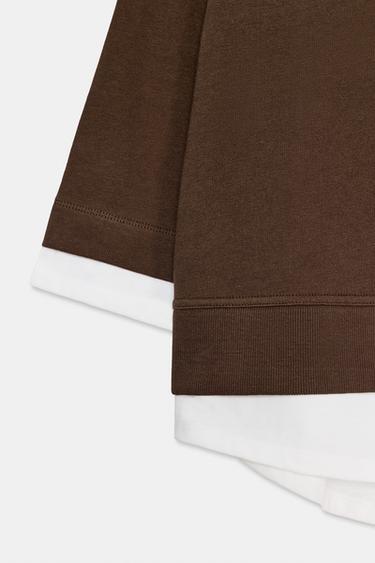 CONTRAST LONG SLEEVE SWEATSHIRT - Light brown by Zara - Image 7