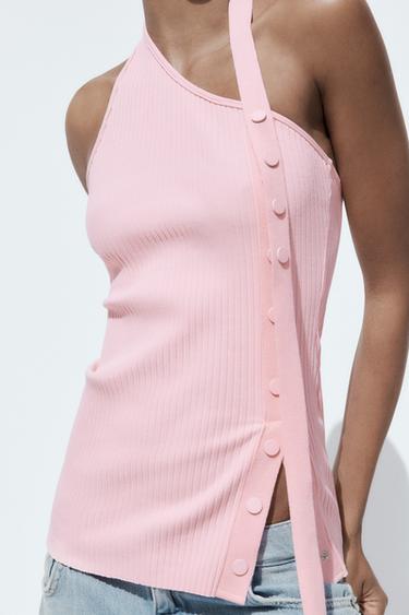 ASYMMETRIC RIBBED TOP - Pink by Zara - Image 1