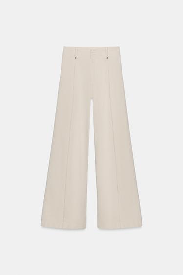 ZW COLLECTION TAILORED WIDE-LEG HIGH-WAIST JEANS - Sand by Zara