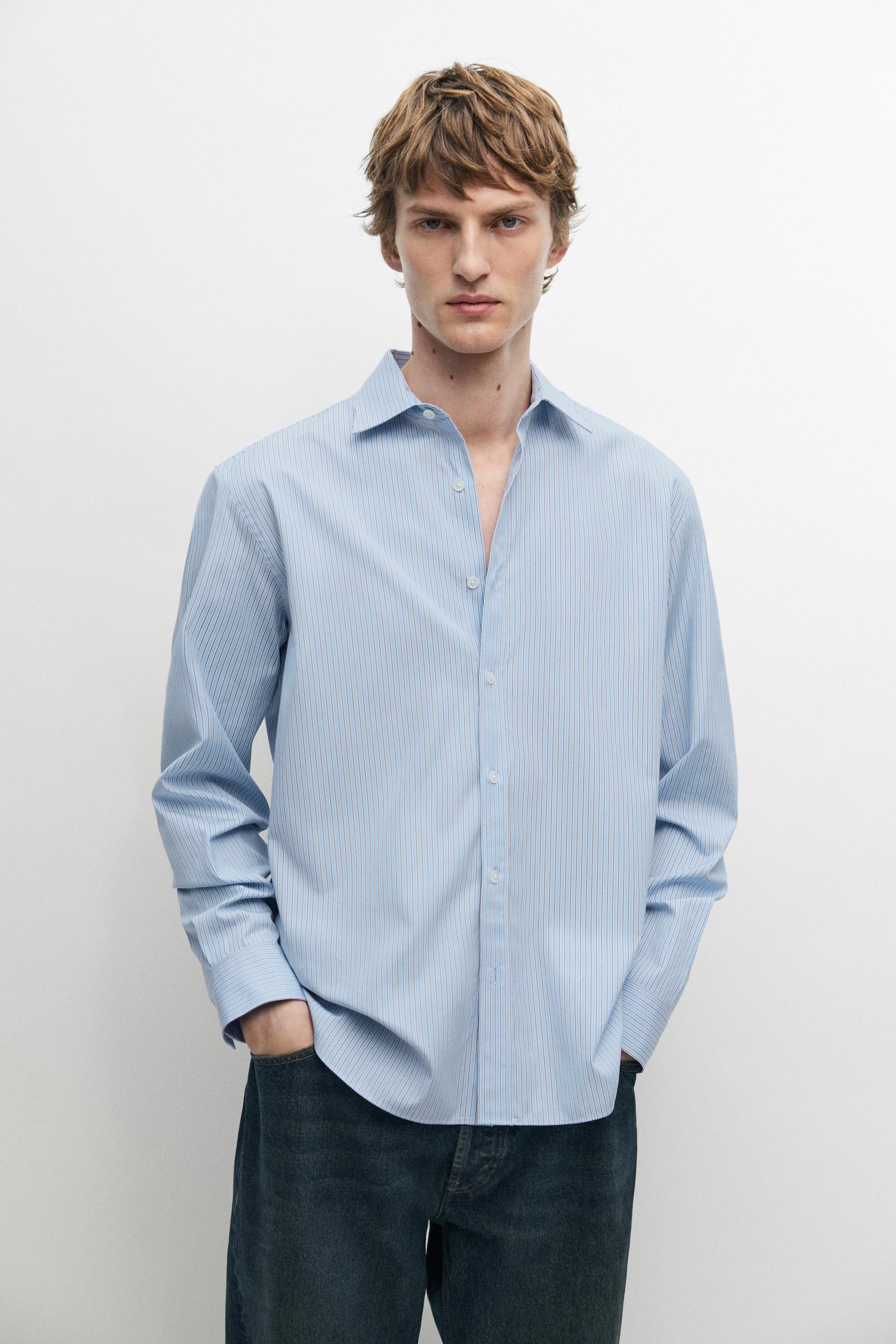 Chemise relaxed fit à rayures 100 % coton