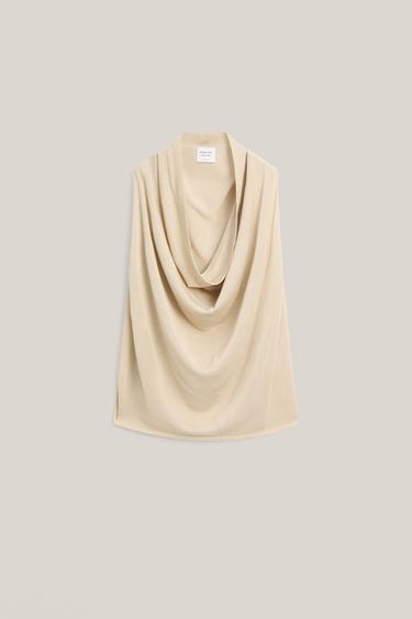Zara Silk blend top with cowl neckline - LIMITED EDITION - Sand