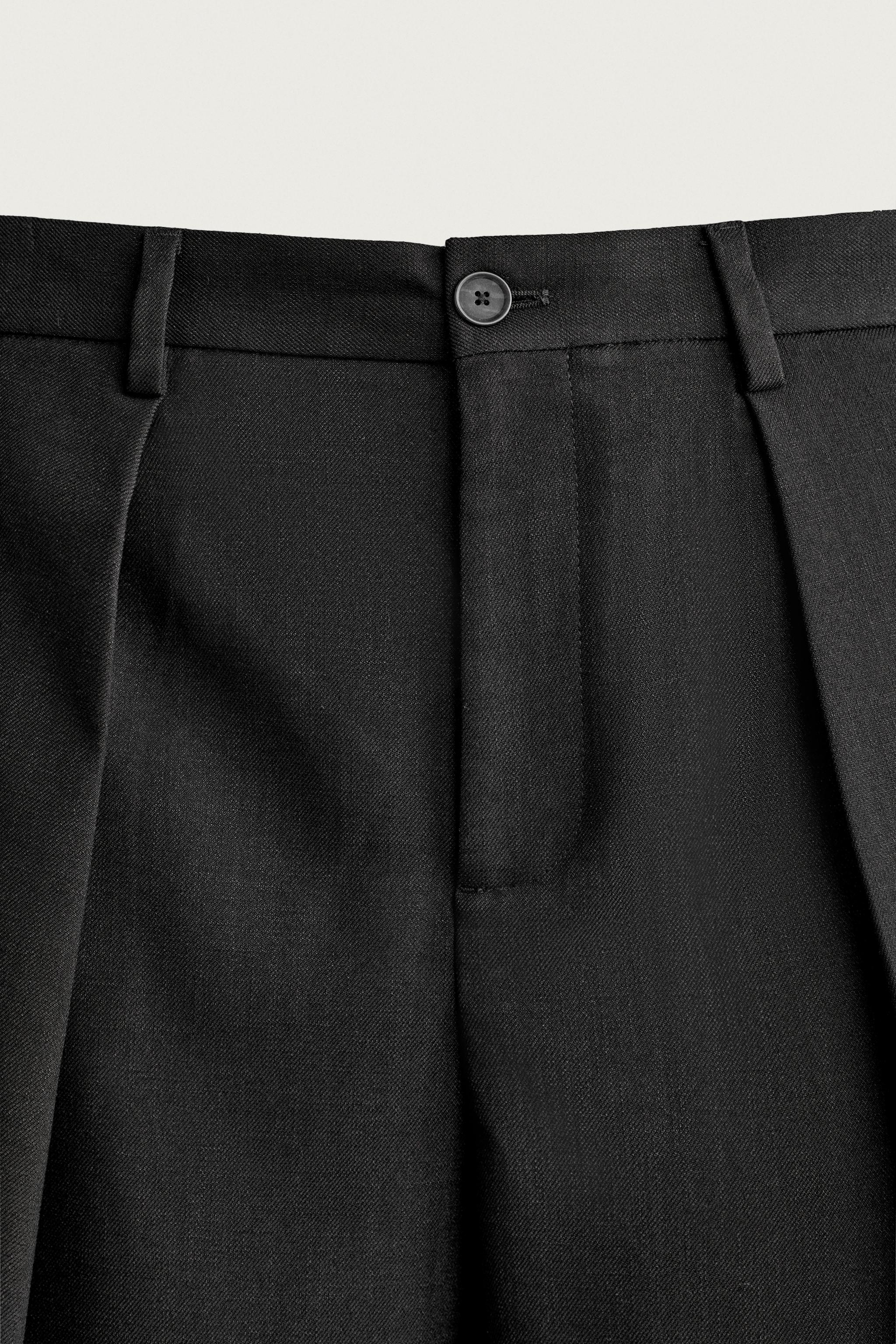 Мужские шорты Zara WIDE FIT PLEATED SHORTS — фото 8
