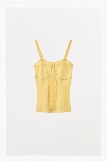 TOP PUNTO PLISADO - Amarillo de Zara