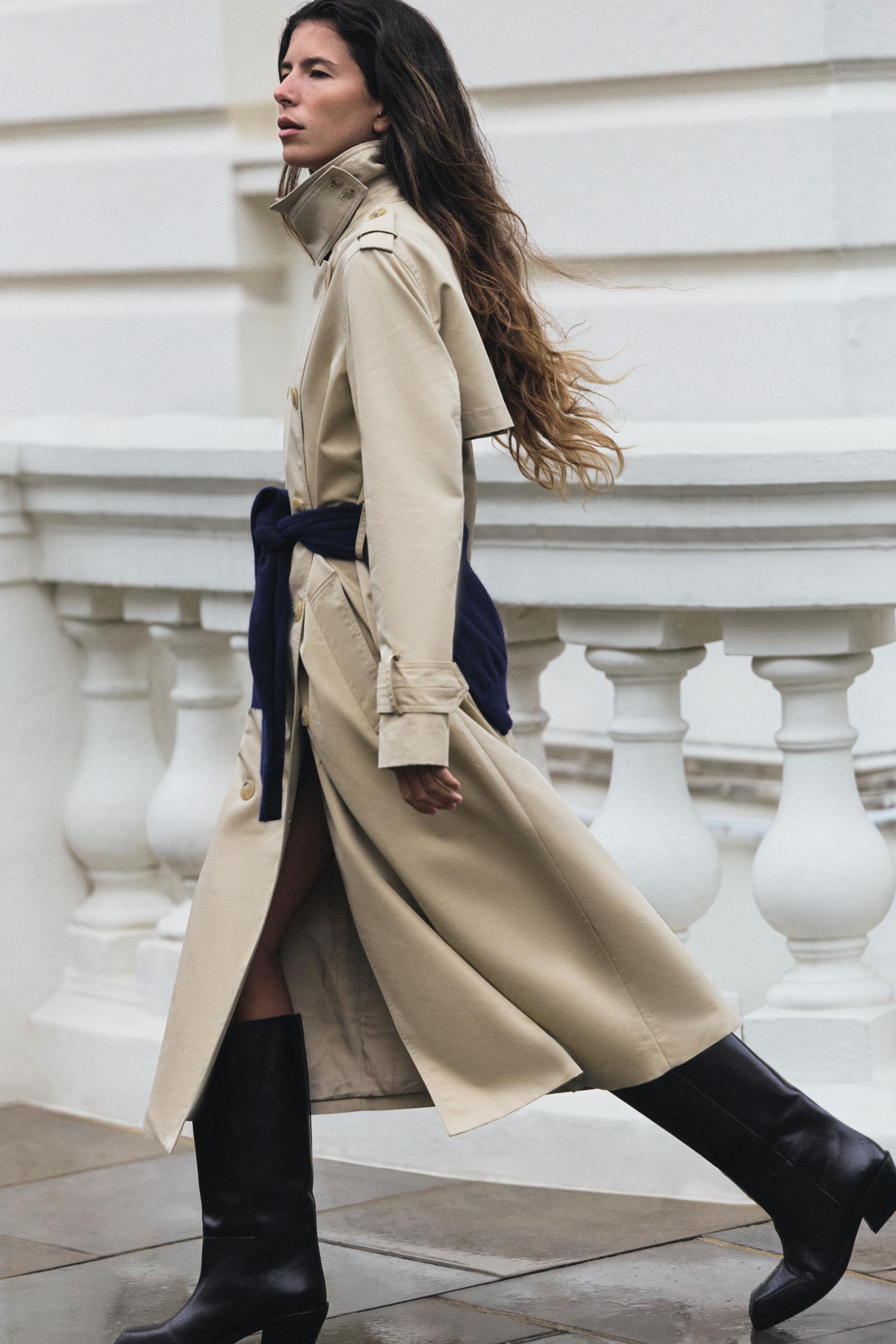 Zara ZW COLLECTION KEMERLİ WATER-REPELLENT TRENÇKOT görsel 8