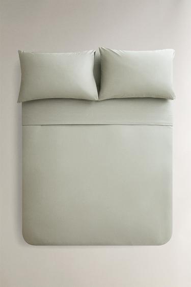 Zara PERCALE COTTON DUVET COVER (200 THREAD COUNT) - Duck green