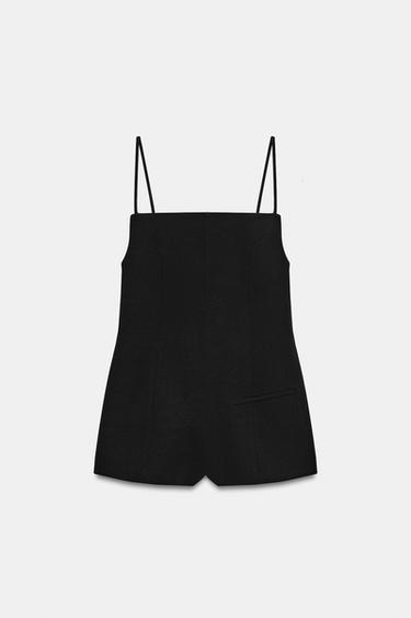 SHORT STRAPPY PLAYSUIT - Black by Zara - Image 3