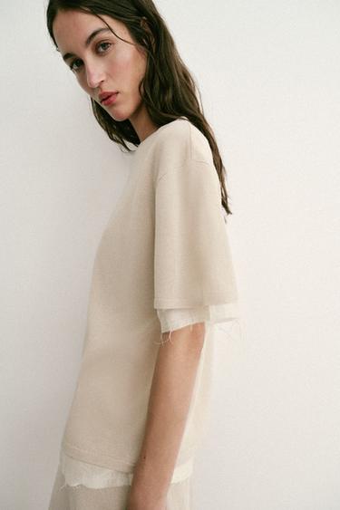 TOP BIMATIÈRE EN MAILLE - Beige clair de Zara - Image 5