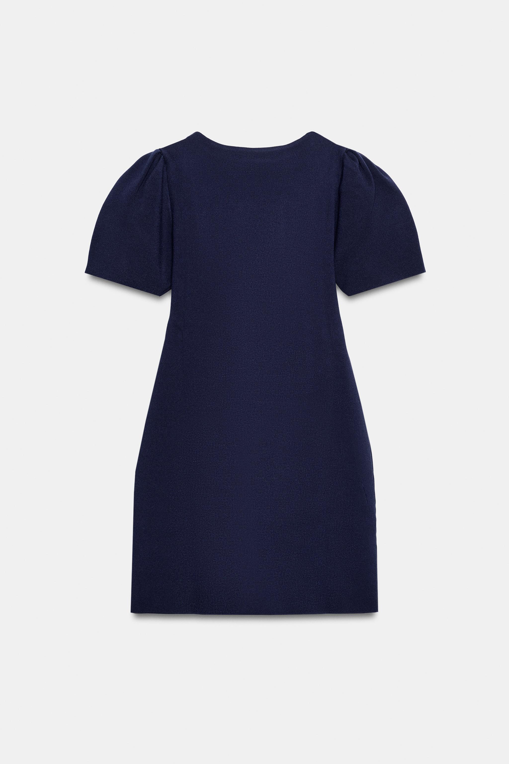 blue puff sleeve dress zara Zara - Z1975 Puff Sleeve Mini Denim Dress - Blue - Xs