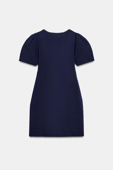 SHORT KNIT PUFF SLEEVE DRESS - Ink blue by Zara - Image 6