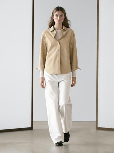 Zara Suede leather shirt - Sand - Image 0