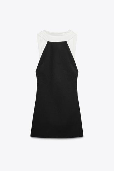 CONTRASTING SHORT DRESS - Black by Zara