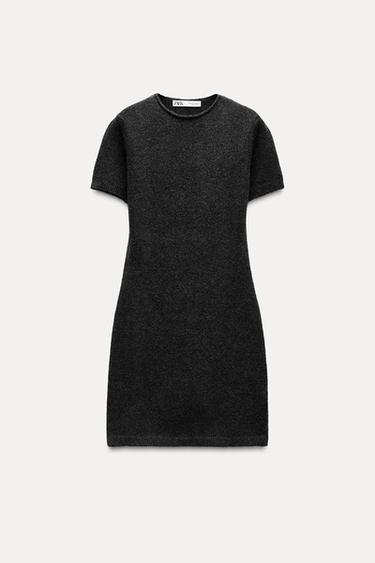Zara SOFT KNIT MINI DRESS - Dark anthracite