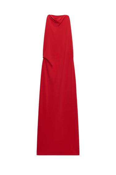 VESTIDO LARGO HALTER - Rojo de Zara