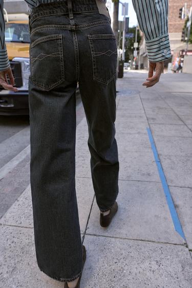 Z1975 WIDE-LEG LOW-RISE JEANS - Black / Brown by Zara - Image 3