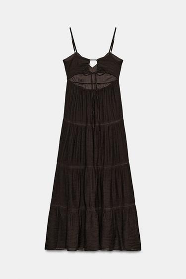 ROBE LONGUE À BRETELLES - Chocolat de Zara - Image 9