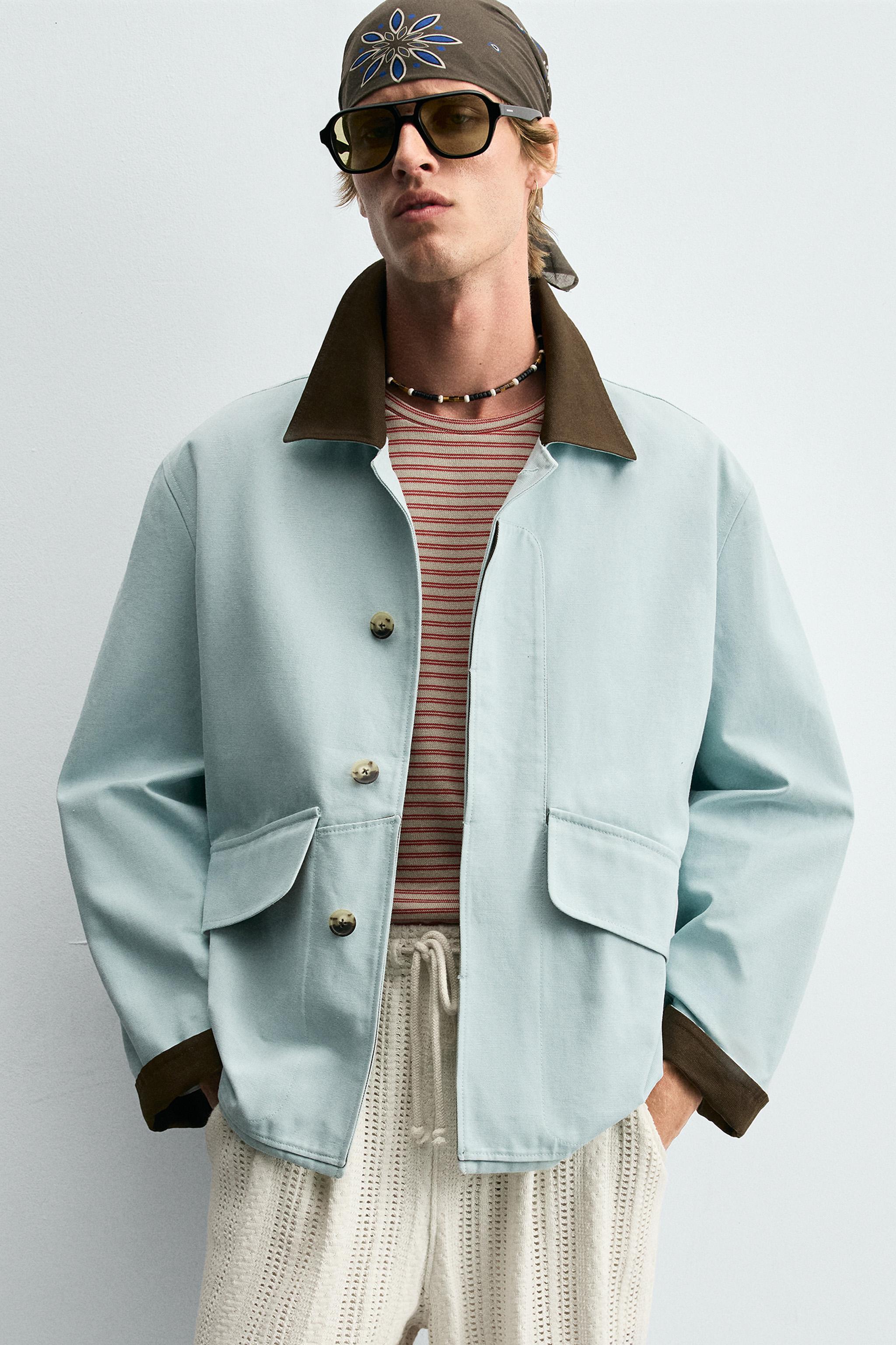 コントラストカラー付きジャケット - ライトブルー | ZARA Japan