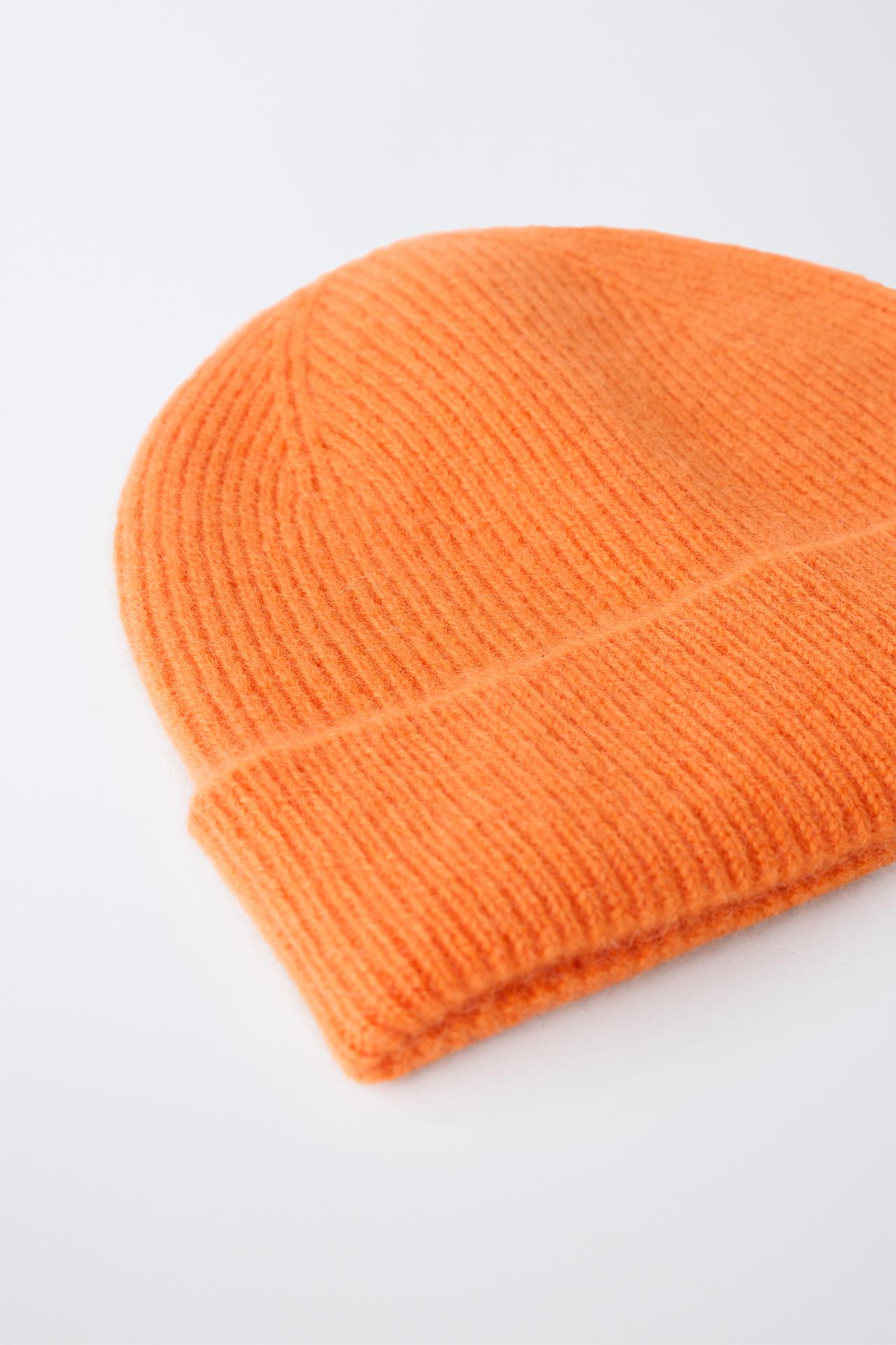 ZARA TIMELESS - 100% CASHMERE HAT — Orange