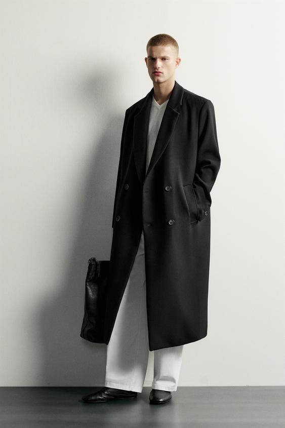 Zara OVERSIZED FIT DOUBLE-BREASTED COAT - Black - Image 0