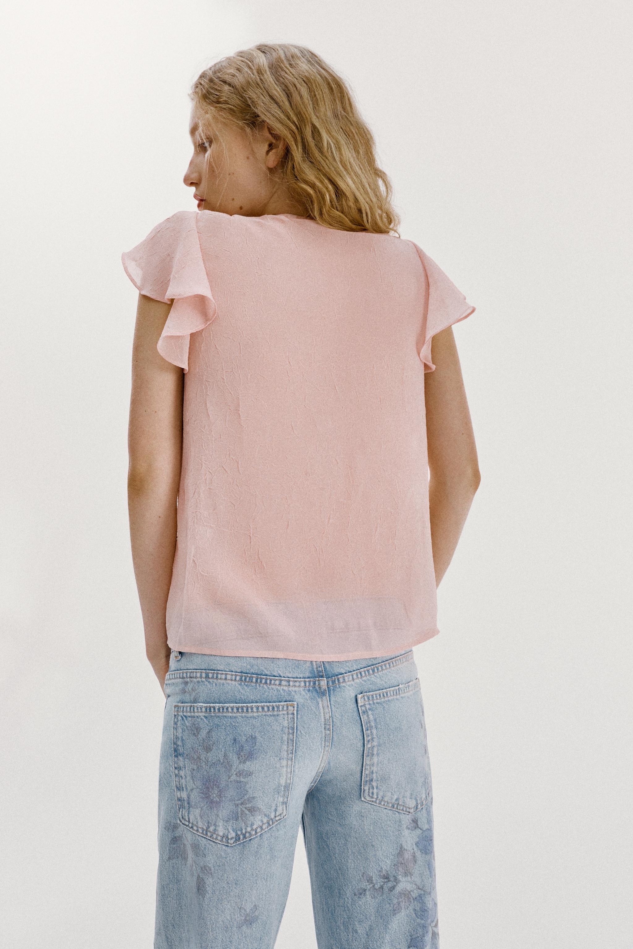 Женские блузки Zara RUFFLED TIE BLOUSE — фото 6