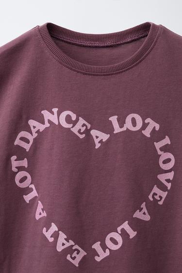 T-SHIRT À IMPRIMÉ INSCRIPTION BRILLANT - Bordeaux de Zara - Image 2