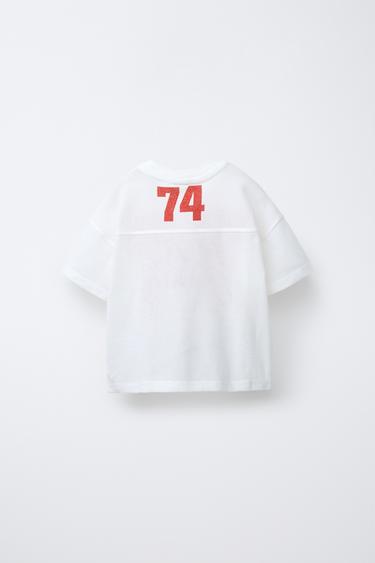 T-SHIRT GRUNGE RÉSILLE NUMÉRO - Écru de Zara - Image 1