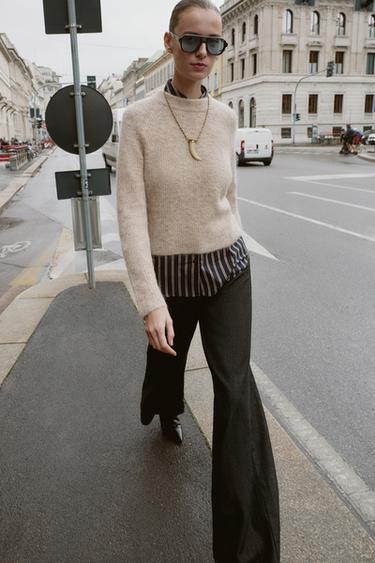 PULL AVEC LAINE ET ALPAGA - Sable / Chiné de Zara - Image 0