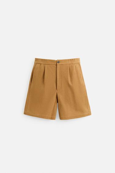 BERMUDA EFFET DAIM PLISSÉ - Marron de Zara - Image 7