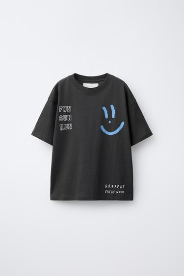 Zara PRINTED T-SHIRT - Anthracite grey