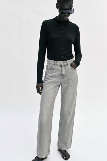 Zaras Z1975 REGULAR-JEANS MED HÖG MIDJA OCH LÅNG LÄNGD - Grå