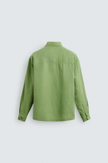 CHEMISE POLO LIN ET COTON - Vert clair de Zara - Image 7