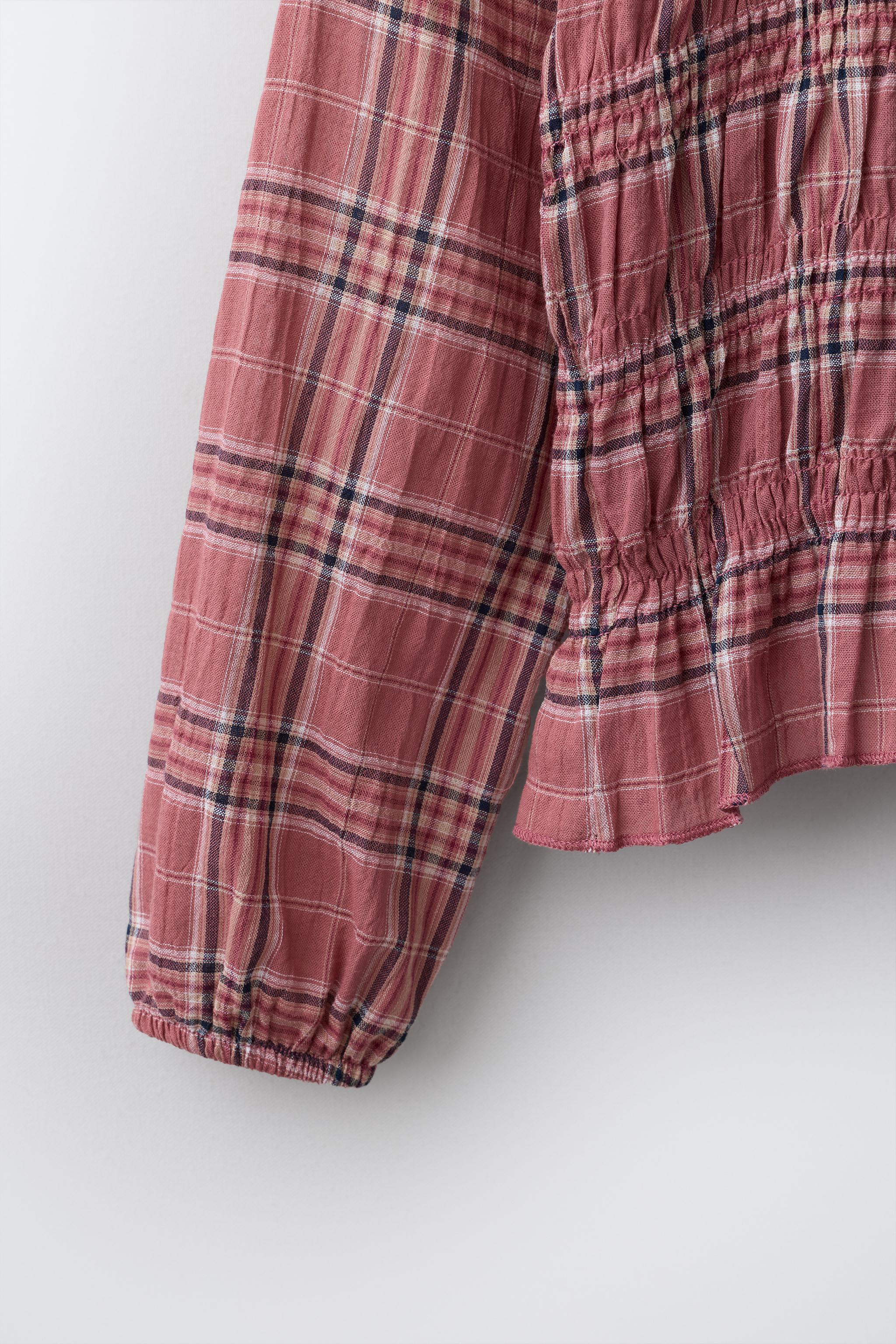 Детские рубашки Zara PLAID GATHERED ELASTIC SHIRT — фото 4