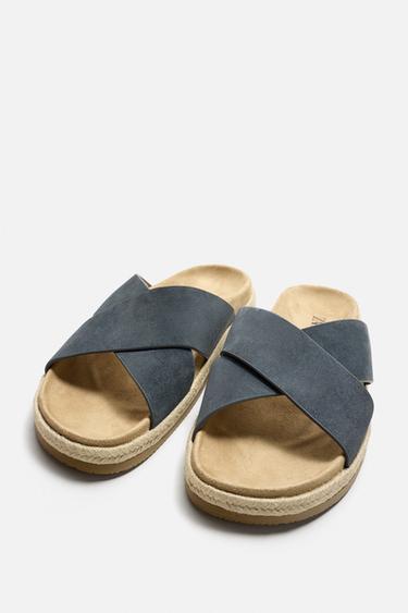 CROSSOVER LEATHER SANDALS - Blue by Zara - Image 1