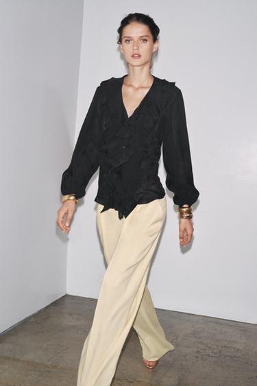 CAMISA VOLANTES ZW COLLECTION - Negro de Zara