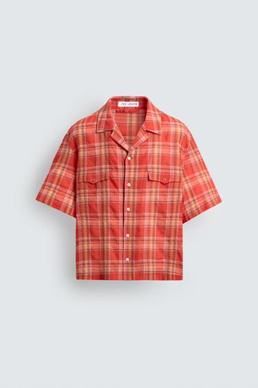 RELAXED FIT CHECK SHIRT - Orange by Zara