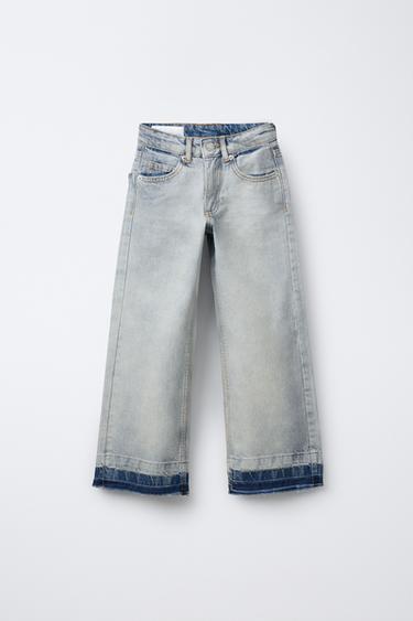 Zara SEAMLESS HEM FLARED JEANS - Blue