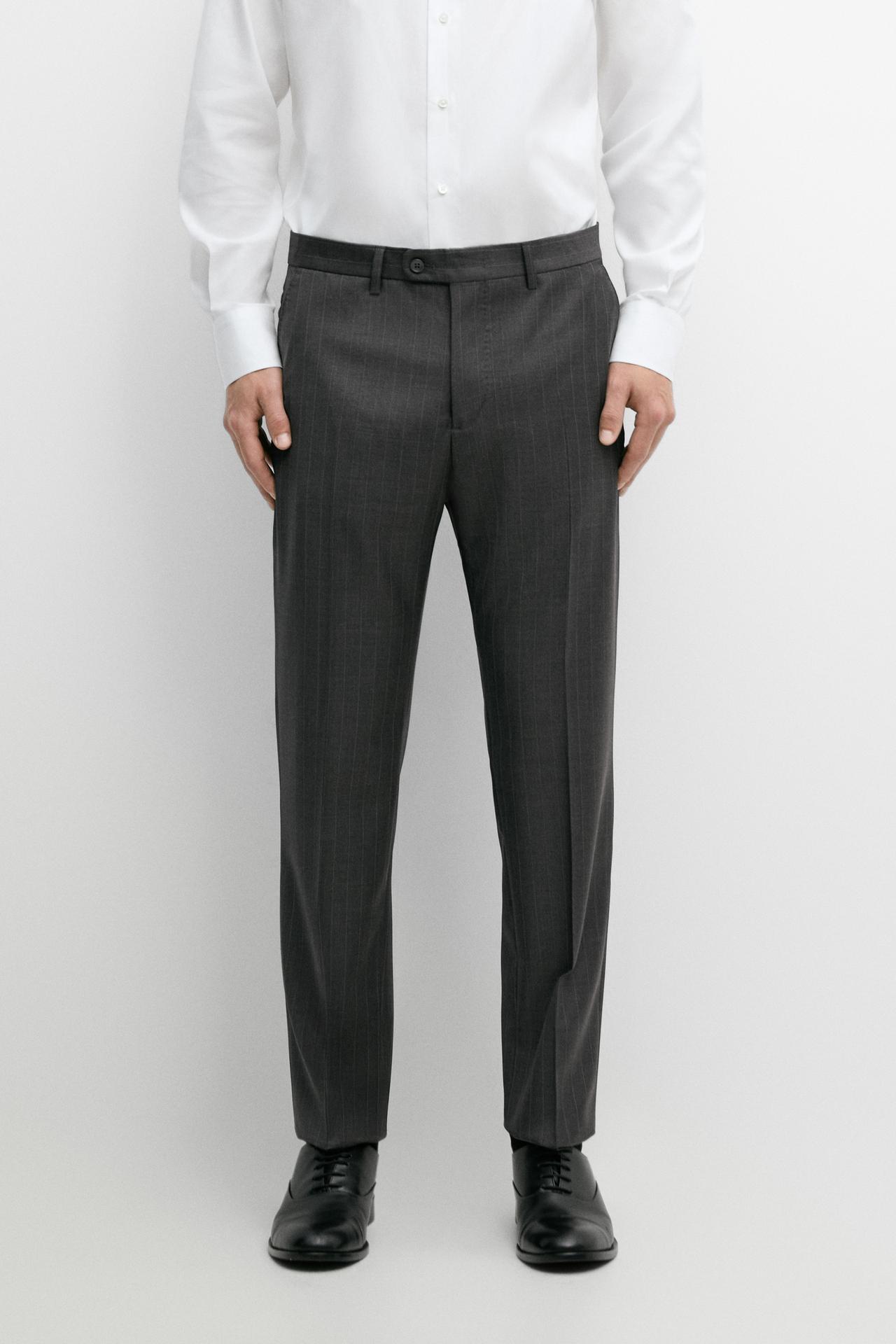 100% wool striped suit trousers — Anthracite Gray