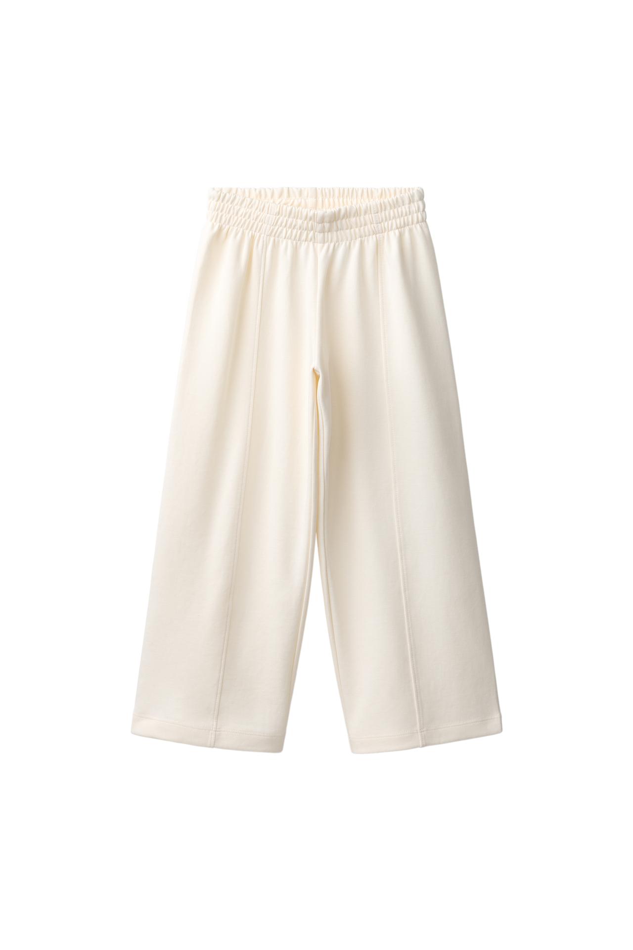 INTERLOCK WIDE LEG PANTS — Ecru