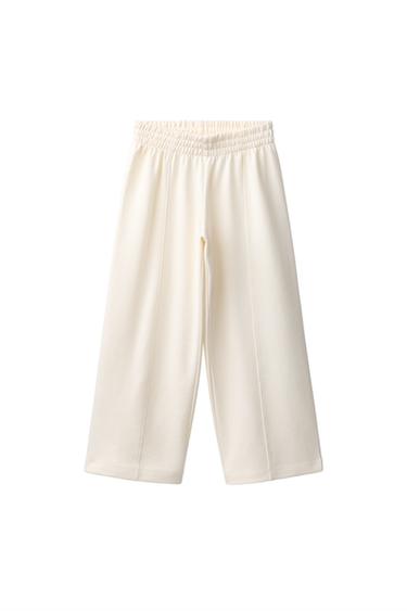 PANTALON LARGE EN INTERLOCK - Écru de Zara